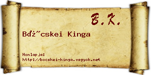 Böcskei Kinga névjegykártya